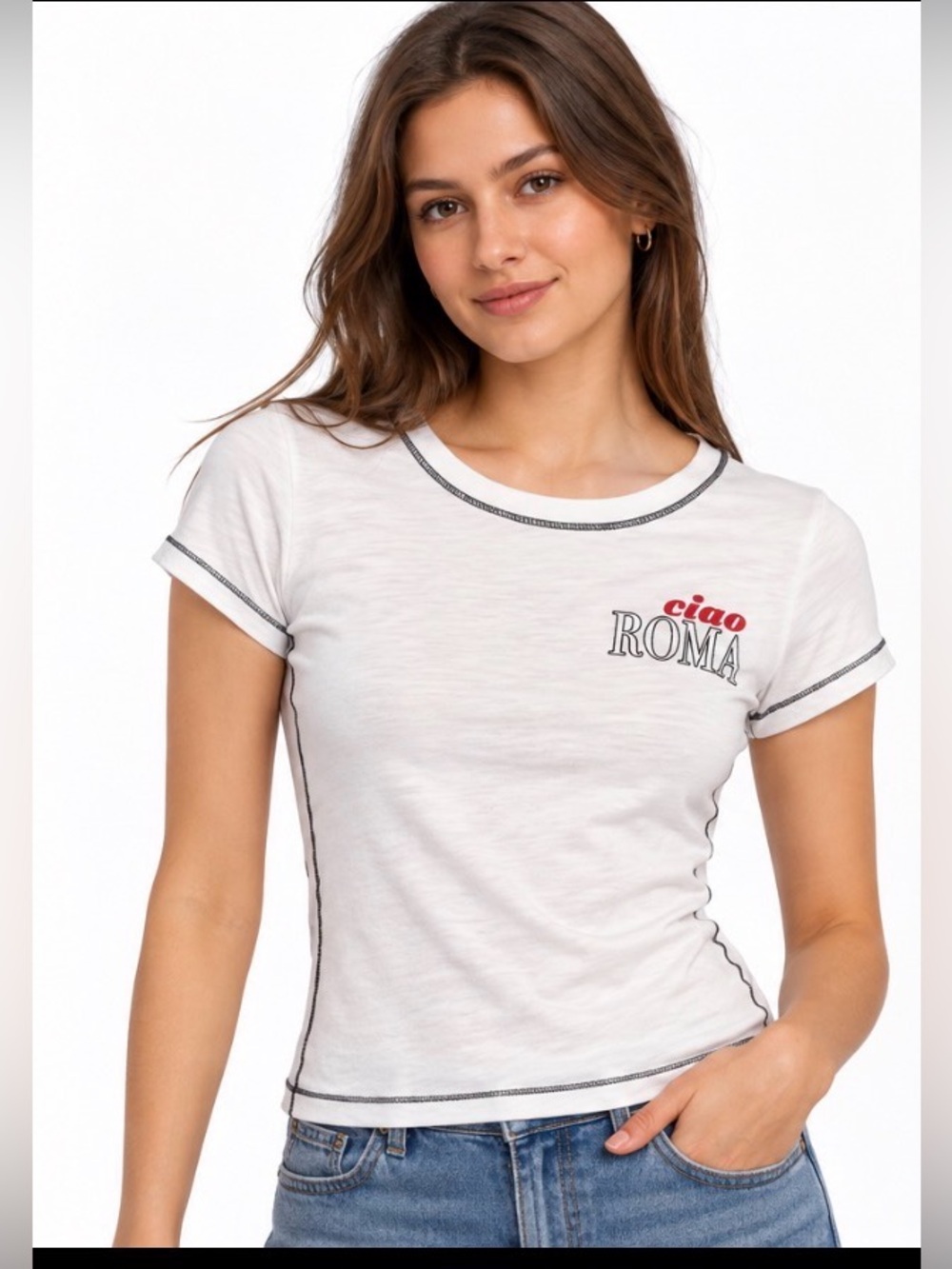 Project Social T Ciao Roma Baby Tee White Size Small